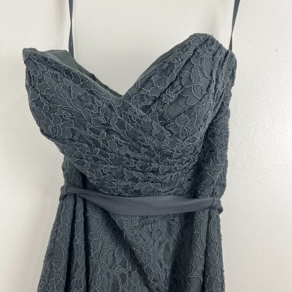 Mori Lee by Madeline Gardner Grey Lace Strapless Formal Dress - Picture 5 of 13